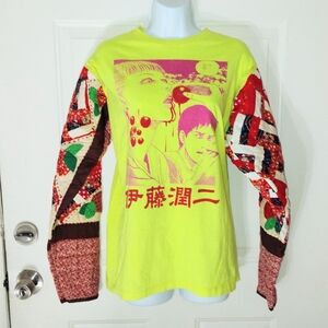 Junji Ito Crunchyroll Anime Tee With Handmade Quilted Sleeves